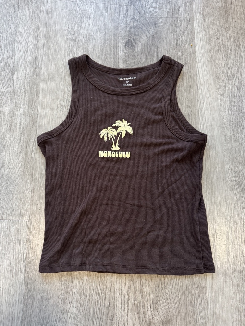 Bluenotes Honolulu Ribbed Knit High Neck Tank Top Brown Size Small